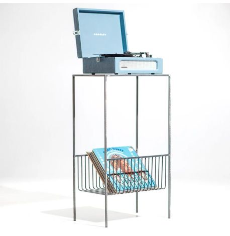 Минималистичный консольный столик с корзиной (металл)