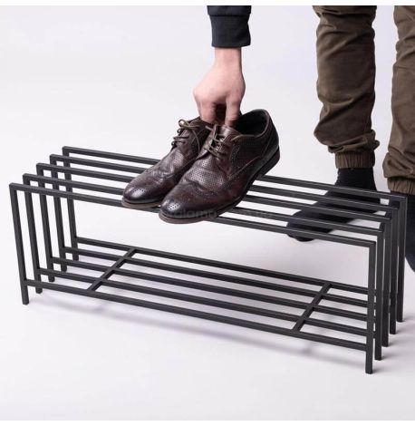 Металлическая подставка для обуви 5-ти рамная (черная)