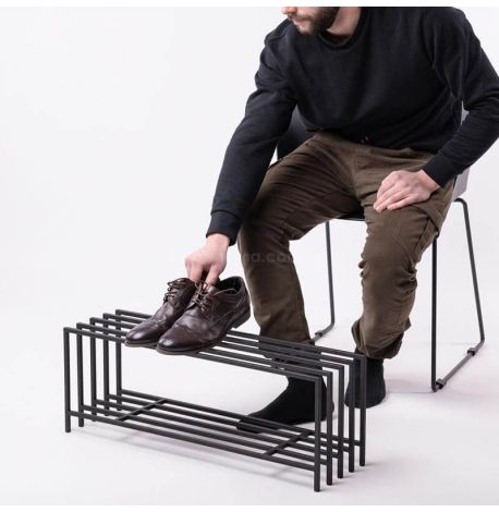 Металлическая подставка для обуви 5-ти рамная (черная)