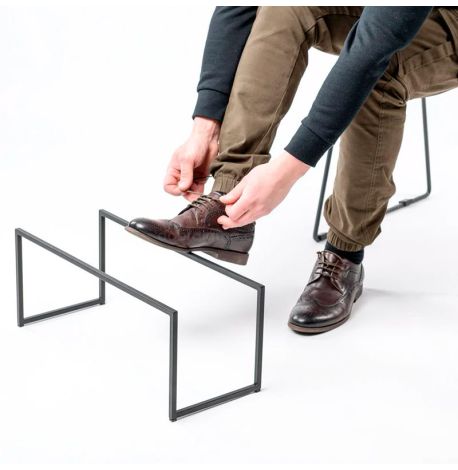 Металлическая подставка для обуви двойная (черная)
