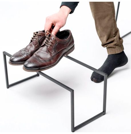 Металлическая подставка для обуви двойная (черная)