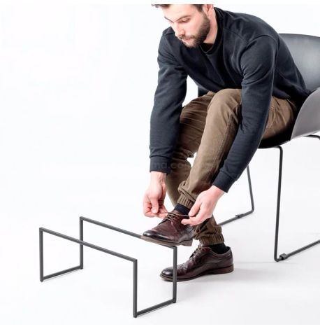 Металлическая подставка для обуви двойная (черная)