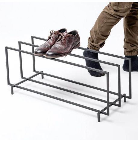 Металлическая подставка для обуви тройная (черная)