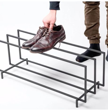 Металлическая подставка для обуви тройная (черная)