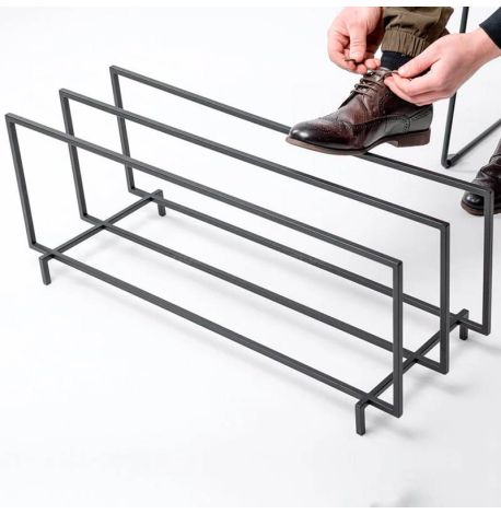 Металлическая подставка для обуви тройная (черная)