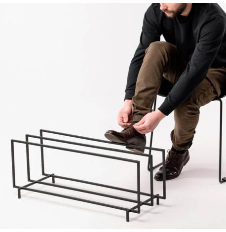 Металлическая подставка для обуви тройная (черная)