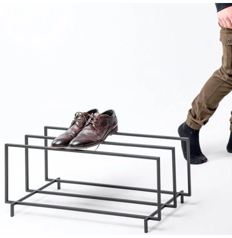 Металлическая подставка для обуви тройная (черная)