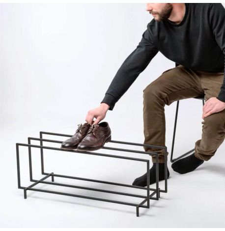 Металлическая подставка для обуви тройная (черная)