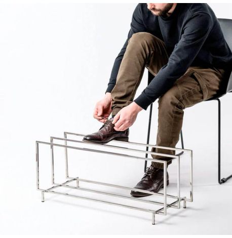 Металлическая подставка для обуви тройная (нержавеющая сталь)