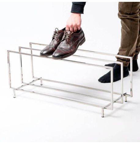 Металлическая подставка для обуви тройная (нержавеющая сталь)