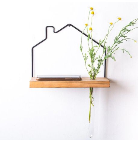 Настенная полка «Домик» с вазой