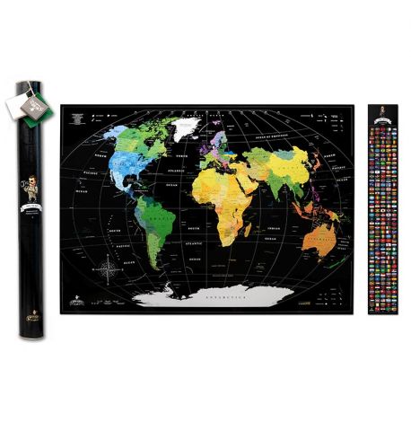 Скретч-карта мира без россии My Map Perfect World 88х63 (английский язык) в тубусе