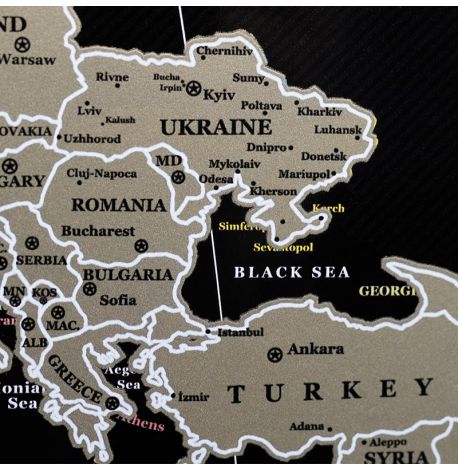 Скретч-карта мира без россии My Map Perfect World 88х63 (английский язык) в тубусе