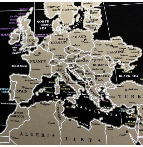 Скретч-карта мира без россии My Map Perfect World 88х63 (английский язык) в тубусе