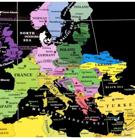 Скретч-карта мира без россии My Map Perfect World 88х63 (английский язык) в тубусе