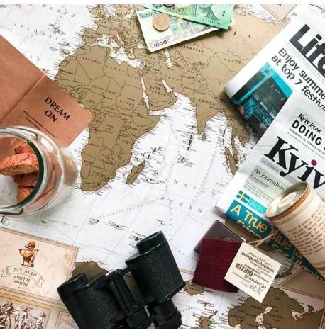 Скретч-карта мира My Map Antique edition (английский язык) в тубусе