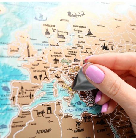 Скретч-карта світу з прапорами My Map Flags Edition 88х63 (російська мова) в тубусі