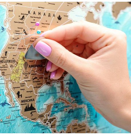 Скретч-карта світу з прапорами My Map Flags Edition 88х63 (російська мова) в тубусі