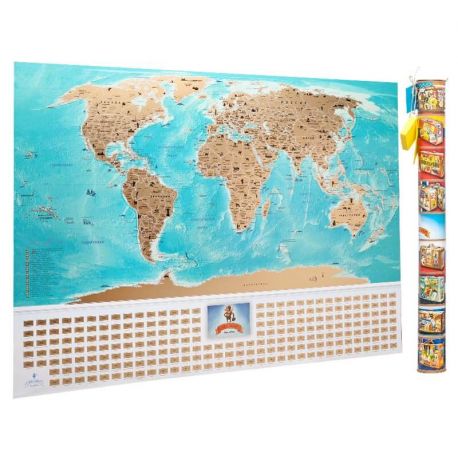 Скретч-карта світу з прапорами My Map Flags Edition 88х63 (російська мова) в тубусі