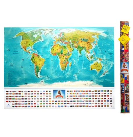 Скретч-карта світу з прапорами My Map Flags Edition 88х63 (українська мова) в тубусі