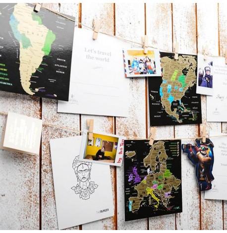 Набір скретч-листівок з континентами Map of the World в подарунковому конверті