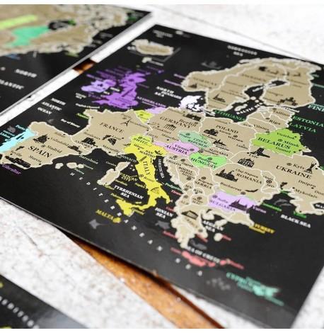 Набір скретч-листівок з континентами Map of the World в подарунковому конверті