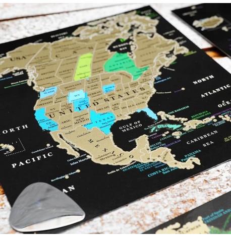 Набір скретч-листівок з континентами Map of the World в подарунковому конверті