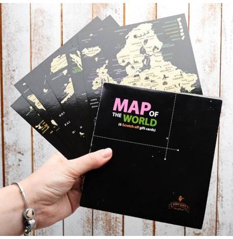 Набір скретч-листівок з континентами Map of the World в подарунковому конверті