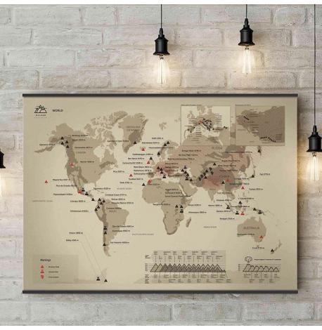 Скретч-карта гірських вершин World (англійська мова) у тубусі