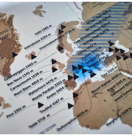 Скретч-карта гірських вершин World (англійська мова) у тубусі