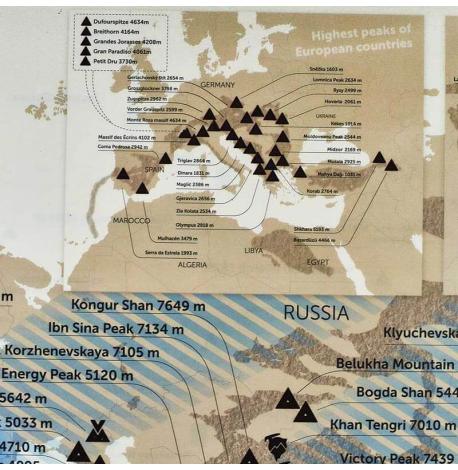 Скретч-карта гірських вершин World (англійська мова) у тубусі