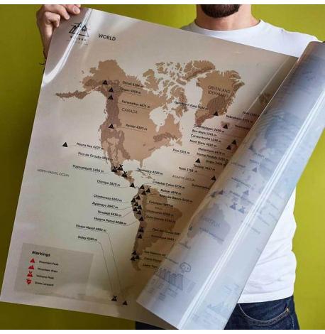 Скретч-карта гірських вершин World (англійська мова) у тубусі