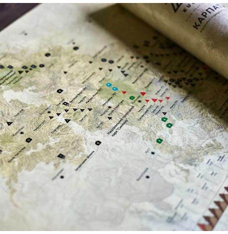 Скретч-карта горных вершин «Карпаты» 60х40 (украинский язык) в тубусе