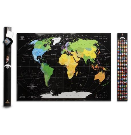 Скретч-карта мира My Map Black edition Gold (английский язык) в тубусе