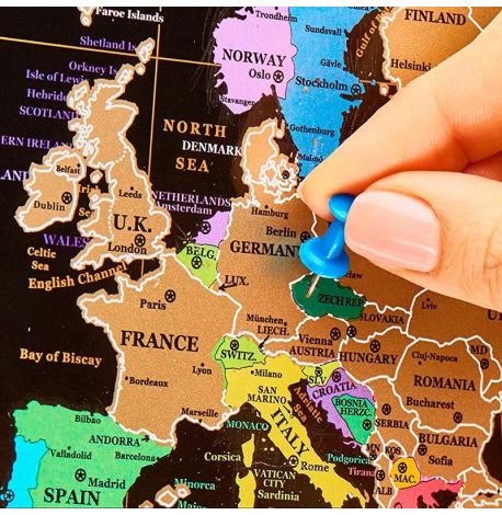 Скретч-карта мира My Map Black edition Gold (английский язык) в тубусе