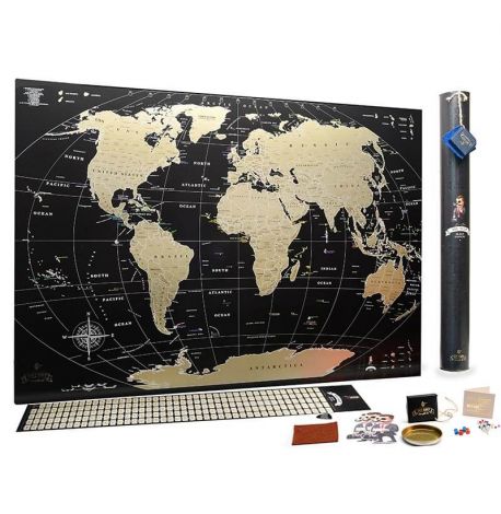 Скретч-карта мира My Map Black edition Gold (английский язык) в тубусе