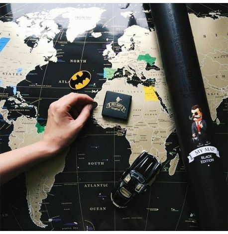 Скретч-карта мира My Map Black edition Gold (английский язык) в тубусе