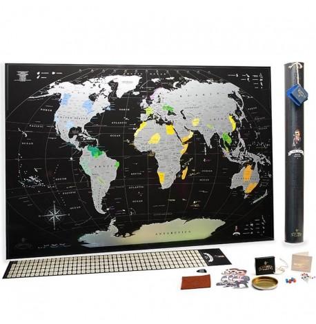 Скретч-карта мира My Map Black edition Silver 88х63 (английский язык) в тубусе
