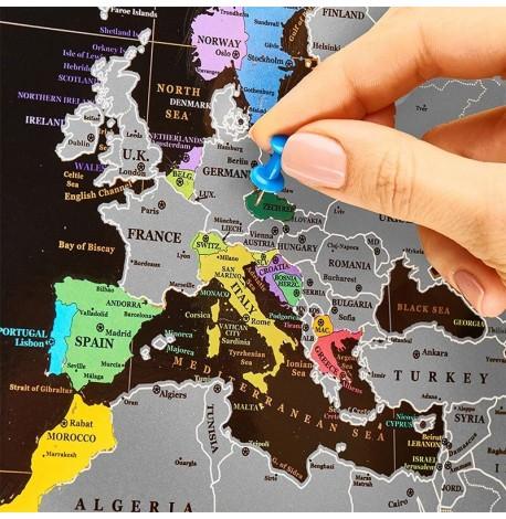 Скретч-карта мира My Map Black edition Silver 88х63 (английский язык) в тубусе