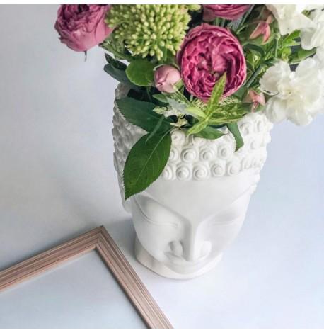 Скульптура вазон-органайзер "Будда" (белый)