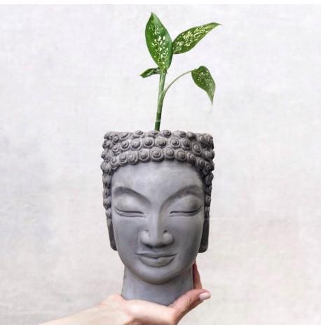 Скульптура вазон-органайзер "Будда" (серый)
