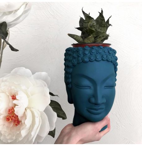 Скульптура вазон-органайзер "Будда" (темно-синий)