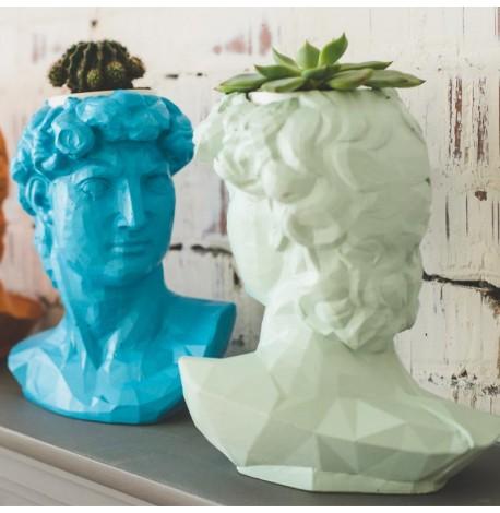 Скульптура вазон-органайзер "Давид" (светло-синий)