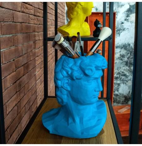 Скульптура вазон-органайзер "Давид" (светло-синий)