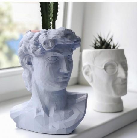 Скульптура вазон-органайзер "Давид" (голубой)