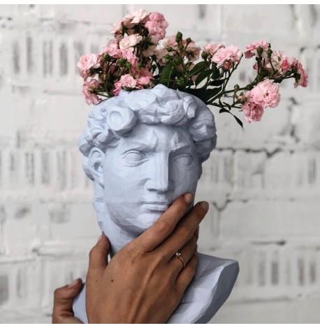 Скульптура вазон-органайзер "Давид" (голубой)