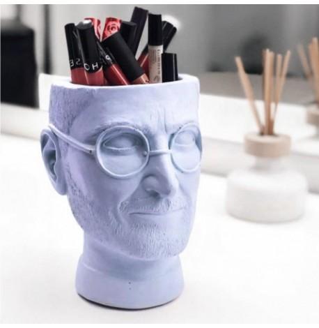 Скульптура вазон-органайзер "Стив Джобс" (голубой)