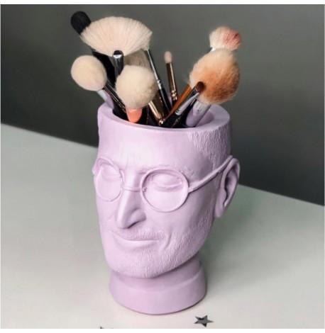 Скульптура вазон-органайзер "Стив Джобс" (светло-лиловый)