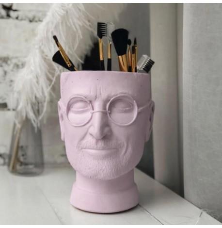 Скульптура вазон-органайзер "Стив Джобс" (светло-лиловый)