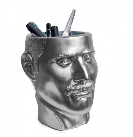 Скульптура вазон-органайзер "Фредди Меркьюри" (серебристый)